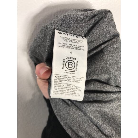 Athleta Brooklyn Lined Jogger Camo Lux Black Pant Women's 0 Lounge - Picture 8 of 11